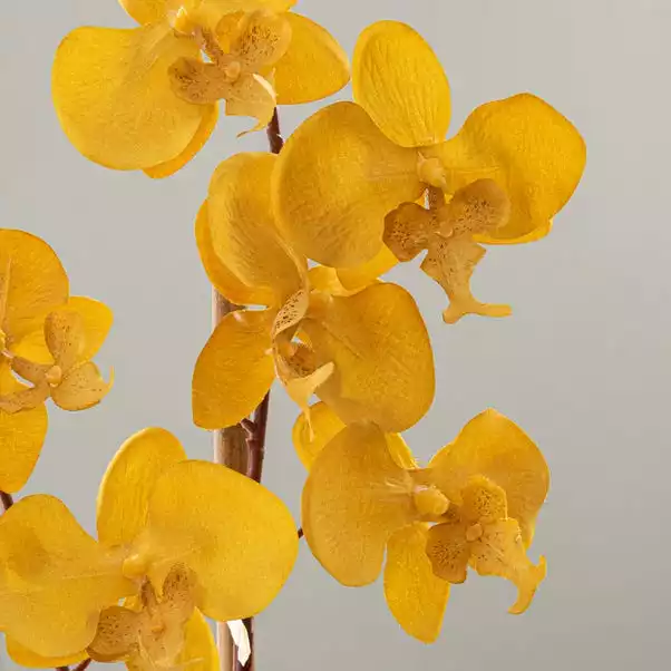 Dunelm Artificial Orchid Ochre In Grey Pot 56cm 2 Dunelm Artificial Orchid Ochre In Grey Pot 56cm - Image 2