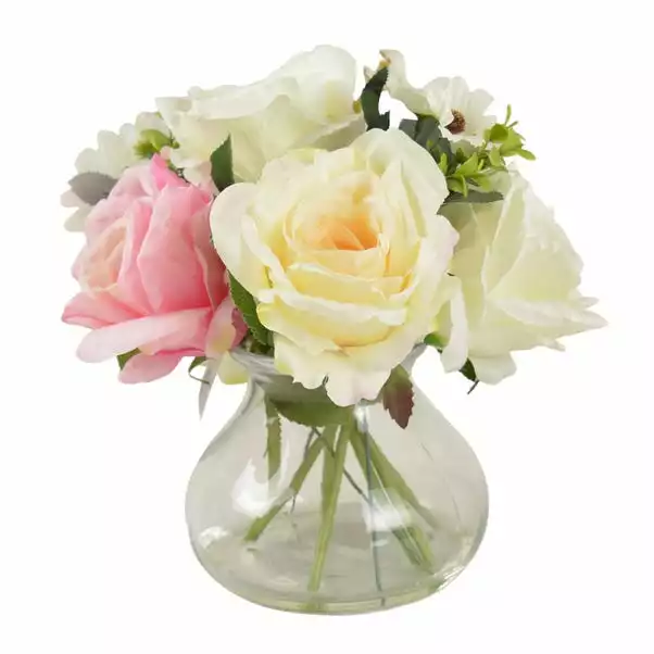 Dunelm Rose And Daisies Glass Vase Pink 26cm 2 Dunelm Rose And Daisies Glass Vase Pink 26cm - Image 2