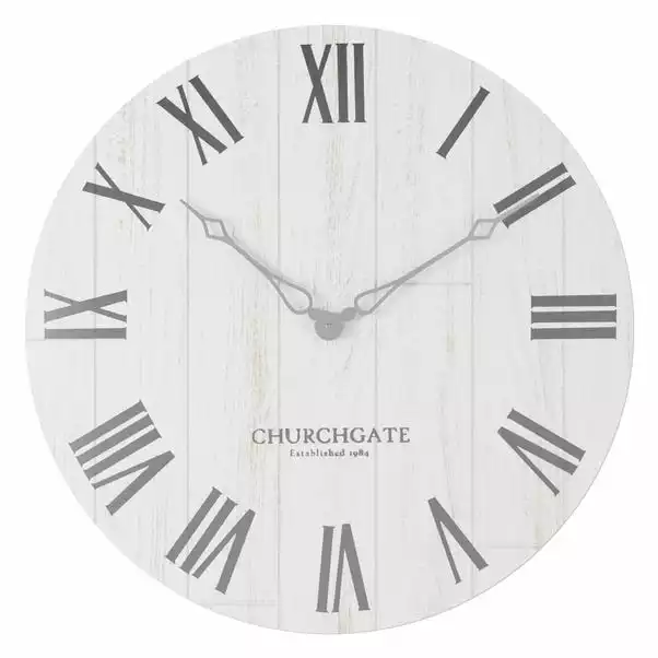 Dunelm Cream Distressed Wooden 60cm Clock 2 Dunelm Cream Distressed Wooden 60cm Clock - Image 2