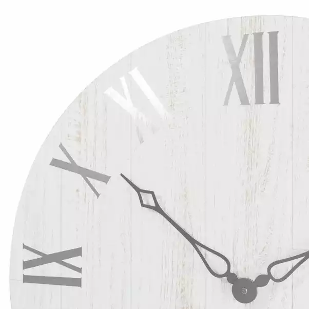 Dunelm Cream Distressed Wooden 60cm Clock 3 Dunelm Cream Distressed Wooden 60cm Clock - Image 3