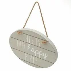 Dunelm Grey Happy Place Hanging Plaque