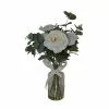 Dunelm Artificial Roses White In Glass Vase 44cm
