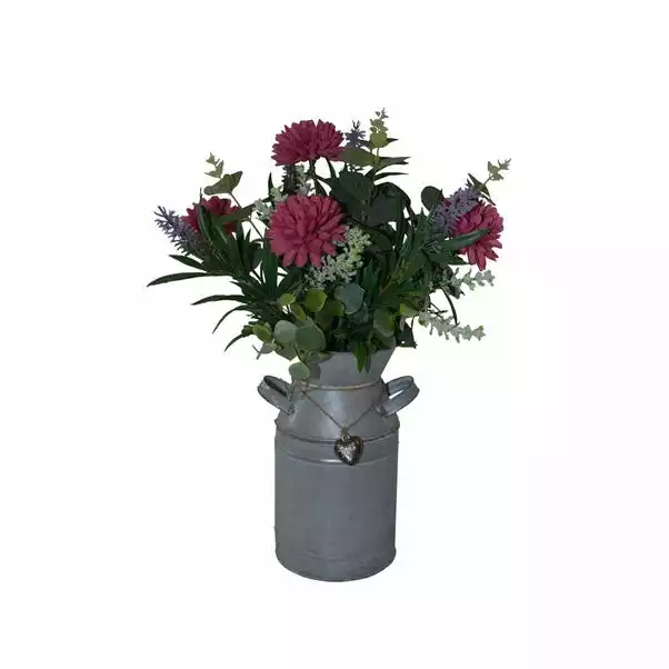 Dunelm Artificial Dahlia Red In Metal Churn 38cm 1 Dunelm Artificial Dahlia Red In Metal Churn 38cm