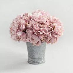 Dunelm Pack Of 12 Artificial Peony Pink Bouquet 26cm