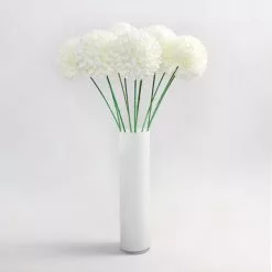 Dunelm Pack Of 12 Artificial Pompom Flower Cream Stem 72cm