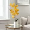 Dunelm Artificial Orchid Ochre In Grey Pot 56cm