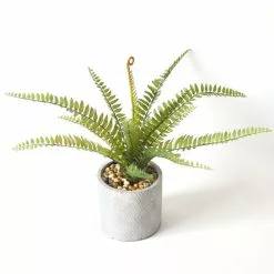 Dunelm Artificial Fern Green In Zig Zag Pot 40cm