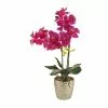 Artificial Orchid Pink In Silver Vase 28cm