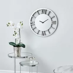 Dunelm Glitter Mirrored 50cm Wall Clock Silver