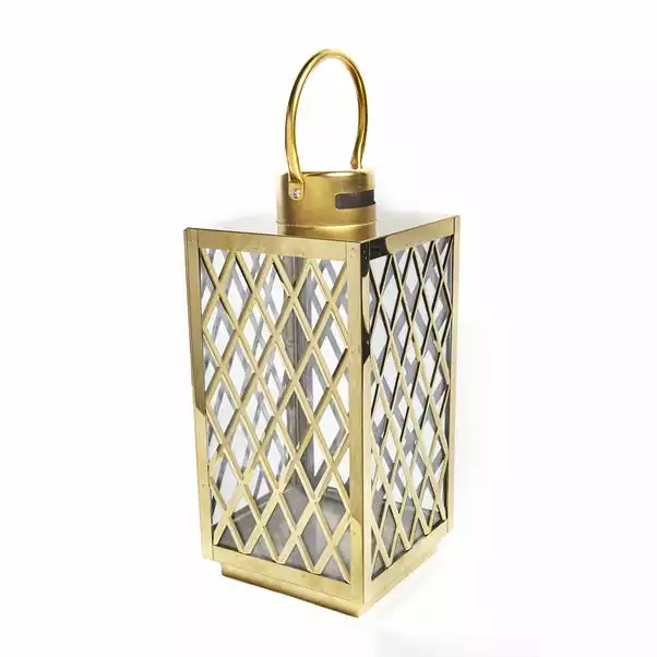 Dunelm Gold Lattice Lantern 1 Dunelm Gold Lattice Lantern