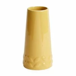 Dunelm Ochre Leaf Pattern Ceramic Tapered Vase