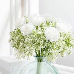 Dunelm Artificial Rose And Gypsophila Cream Bouquet 32cm -clocks Sales Store 30672956 alt02