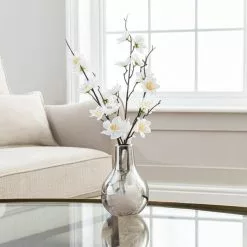 Dunelm Artificial Blossom Cream In Silver Vase 37cm