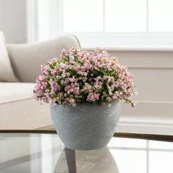 Dunelm Artificial Florals Pink In Cement Pot 24cm