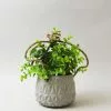 Dunelm Artificial Herb Green In Cement Hanging Pot 24cm