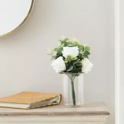 Dunelm Artificial Rose And Eucalyptus White Bundle 38cm
