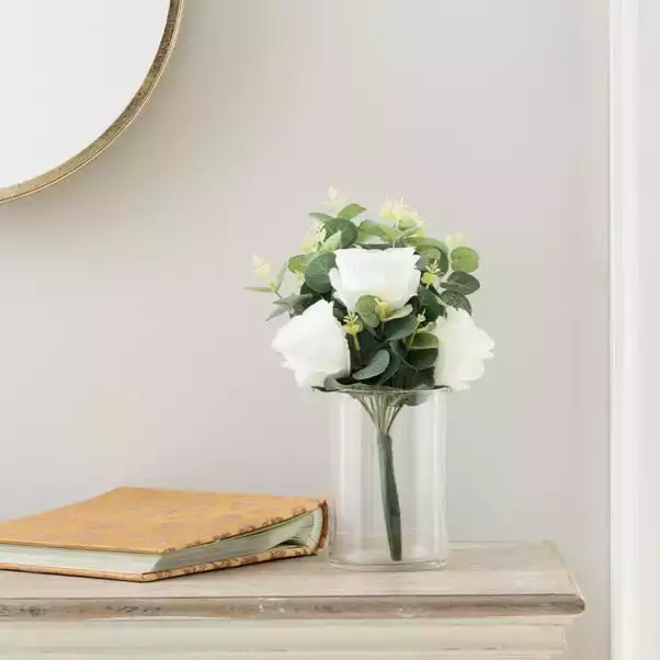 Dunelm Artificial Rose And Eucalyptus White Bundle 38cm 1 Dunelm Artificial Rose And Eucalyptus White Bundle 38cm