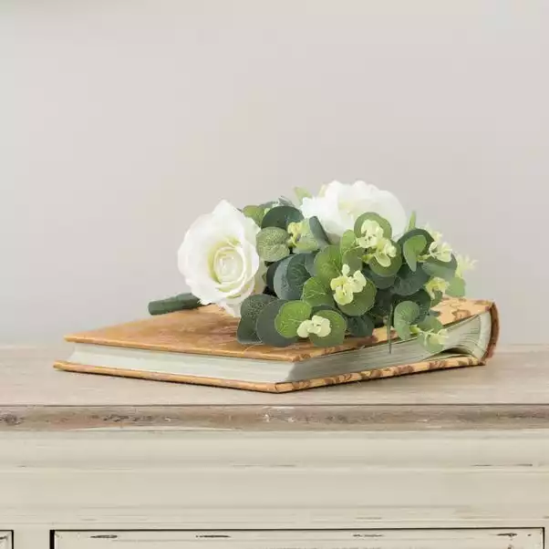 Dunelm Artificial Rose And Eucalyptus White Bundle 38cm 2 Dunelm Artificial Rose And Eucalyptus White Bundle 38cm - Image 2