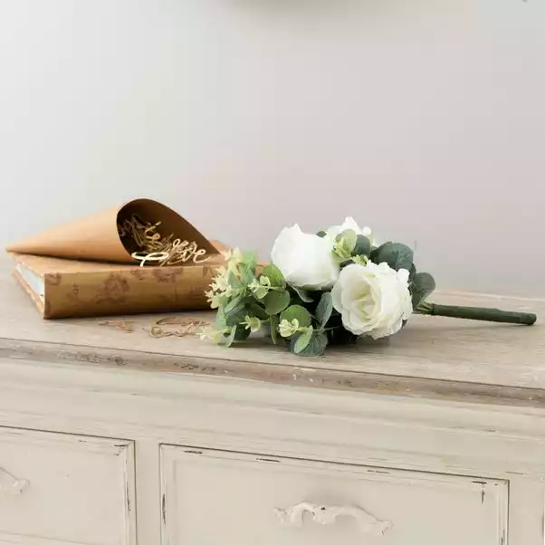 Dunelm Artificial Rose And Eucalyptus White Bundle 38cm 5 Dunelm Artificial Rose And Eucalyptus White Bundle 38cm - Image 5