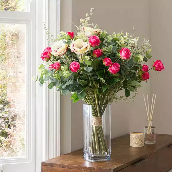 Dunelm Florals Forever Mia Rose Luxury Bouquet Pink 63cm 1 Dunelm Florals Forever Mia Rose Luxury Bouquet Pink 63cm