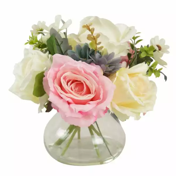 Dunelm Rose And Daisies Glass Vase Pink 26cm 1 Dunelm Rose And Daisies Glass Vase Pink 26cm