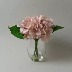 Dunelm Hydrangea In Glass Vase Pink