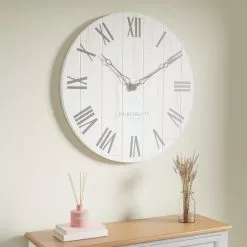 Dunelm Cream Distressed Wooden 60cm Clock