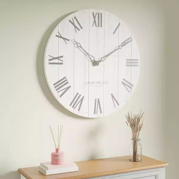 Dunelm Cream Distressed Wooden 60cm Clock 1 Dunelm Cream Distressed Wooden 60cm Clock