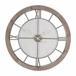Pacific Lifestyle Natural Wood & Metal Round Wall Clock 81cm