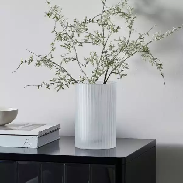 Dunelm Ridged Frosted Glass Vase 18cm White 1 Dunelm Ridged Frosted Glass Vase 18cm White