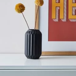 Dunelm Fluted Vase 14cm Black