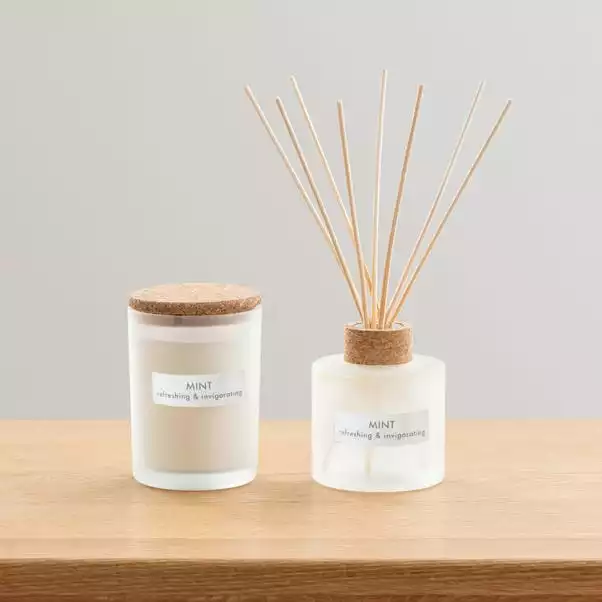 Dunelm Natural Mint Soy Wax Blend Candle And Diffuser Set 2 Dunelm Natural Mint Soy Wax Blend Candle And Diffuser Set - Image 2
