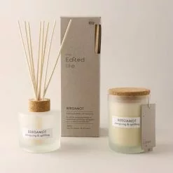 Dunelm Natural Bergamot Soy Wax Blend Candle Diffuser Set