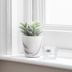 Dunelm Artificial Succulent In Marble Pot