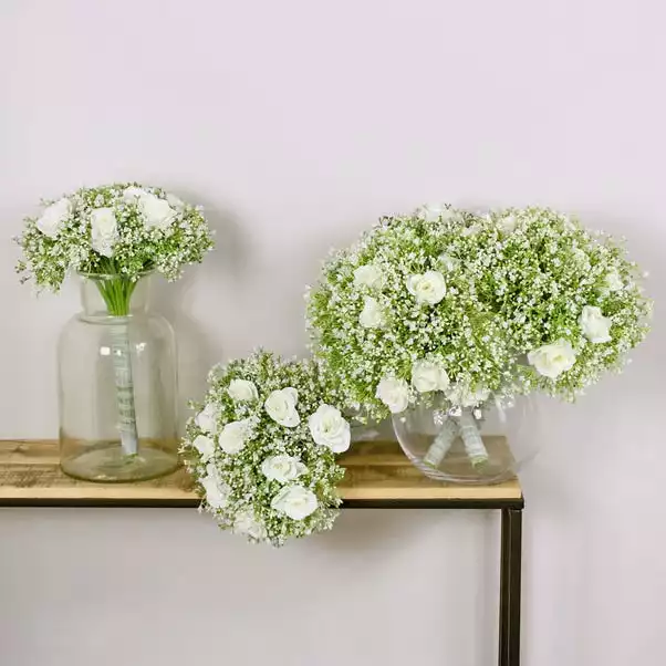 Dunelm Bundle Of 6 Rose And Gypsophila Bouquet 32cm 1 Dunelm Bundle Of 6 Rose And Gypsophila Bouquet 32cm