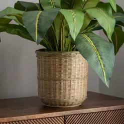 Dunelm Tropical Leaf In Bamboo Basket 7 Dunelm Tropical Leaf In Bamboo Basket -clocks Sales Store 30726491 alt02