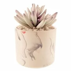Dunelm Artificial Succulent In Pink/Grey Marble Effect Pot -clocks Sales Store 30730247 alt03