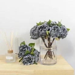 Dunelm Bundle Of 6 Diamond Velvet Peony Grey