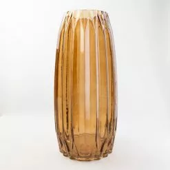 Dunelm Ridged Glass Vase Amber 40cm
