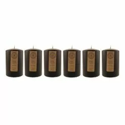 Dunelm Pack Of 6 Black Pillar Candles