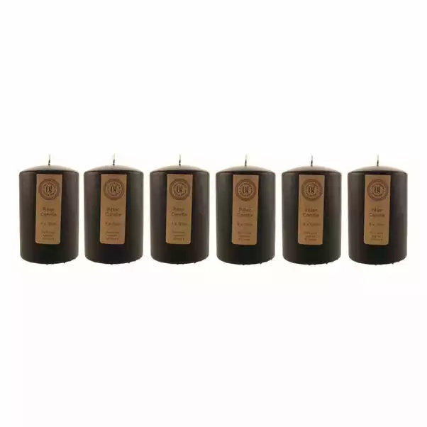 Dunelm Pack Of 6 Black Pillar Candles 1 Dunelm Pack Of 6 Black Pillar Candles