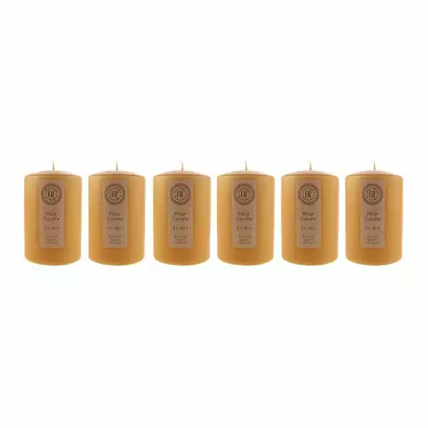 Dunelm Pack Of 6 Old Gold Pillar Candles 1 Dunelm Pack Of 6 Old Gold Pillar Candles