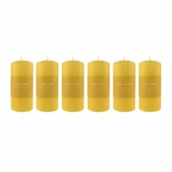 Dunelm Pack Of 6 Yellow Pillar Candles