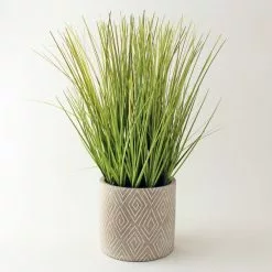 Dunelm Artificial Grass In Grey Zig Zag Pot