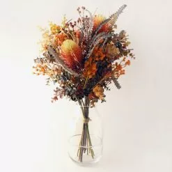 Dunelm Florals Forever Autumn Protea And Gypsophila Bouquet