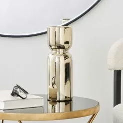 Dunelm Ceramic Curves Vase Gold 23cm