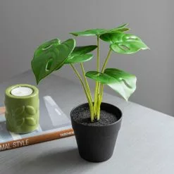 Dunelm Artificial Cheese Plant In Black Pot 24cm -clocks Sales Store 30752438 alt02