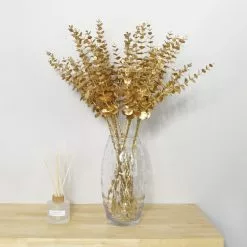 Dunelm Pack Of 12 Artificial Gold Eucalyptus Spray
