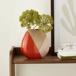 Elements Sculpted Orange Round Small Vase