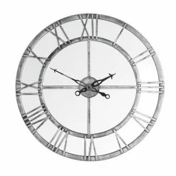Dunelm Distressed Mirrored 57cm Clock Silver -clocks Sales Store 30769194 alt02